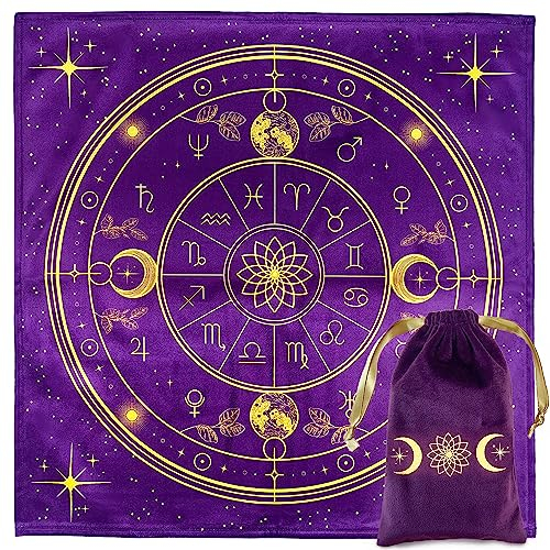 VIBRATIS Altar Zubehör - Tarot-Tuch aus Samt - Altartuch für Rituale, Esoterik Zubehör, Samttuch für Tarotkarten & Pendel