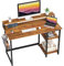 GreenForest 100 x 50 cm Schreibtisch mit Regal und Monitorständer, Computertisch Schreibtisch mit Stauraum, Schreibtisch Bürotisch für Home Office, Braun