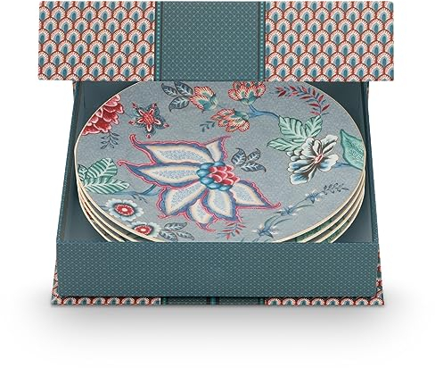Pip Studio Flower Festival Gebäckteller Light Blue 17cm Set4