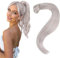 Easyouth Zopf Extensions Echthaar Blond Ponytail Haarverlangerung Echthaar zopf Extensions Platinblond #1000 80g 20zoll
