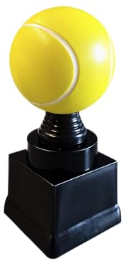 eberin · Tennis Pokal · Matchball Trophäe · Siegerpreis · Wanderpokal · XL Tennisball · Tennisschule Pokal mit Wunschgravur · stabiler Kunststoffpokal gold · Größe 16,5 cm