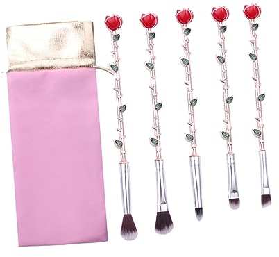 POPETPOP 5stücke Teiliges Makeup Pinselset Mit Kreativem Rosen-griff Hochwertige Kosmetikpinsel Für Frauen Und Mädchen Für Tägliche Und Professionelle Anwendung