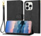 Bear Village Case for iPhone 15 Pro Max Case, PU Leather Wallet Case with Card Holder and Strap, Shockproof Protective Case with Stand for iPhone 15 Pro Max, Black