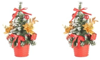 Entzückender Weihnachtsbaum mit Kugeln, Heimdekoration, Ornamente, Geschenk, Rot, 20 cm, 2 Stück