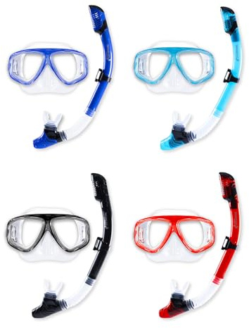 Two Bare Feet Tidal Silicone Snorkel & Mask Set – Dry Top, Anti-Fog, Leak-Free Seal, Comfortable Fit – Perfect for Snorkeling, Diving, Swimming – Premium Quality Gear for Adults & Teens (Red)