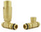 Hot Flow Brushed Brass Marella 3 Modern Thermostatic Radiator Valve Straight TRV. Includes Straight TRV Body, Wheel Head & Lock Shield for Quick & Easy Temperature Control.