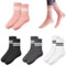 Scettar 4 Coppie Calze Antiscivolo,Calzini Antiscivolo Donna Pilates,Calze Pilates Donna Antiscivolo,Per Yoga, Pilates,Danza,Fitness（Nero,Grigio,Bianco,Rosa）