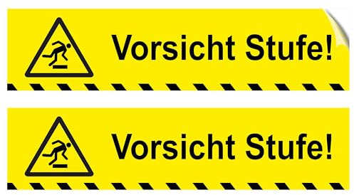 pubblimania Stufe Beware of the Step Kit 2 Hochbeständige PVC-Aufkleber Innen/Außen 25x6 cm