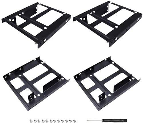 4Pcs Double-Deck HDD SSD Mounting Bracket,2 x 2.5 to 3.5 Hard Drive Adapter, Hard Drive Bay Mounting Bracket for PC