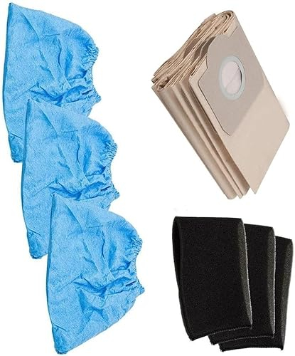 Daaxing Bolsas de polvo con filtros de espuma para aspiradora Einhell TC-VC 1820, TC-VC 1820 SA, TC-VC 1812 S, TC-VC 1815, piezas de repuesto para aspiradora húmeda y seca, 5 bolsas de polvo, 3