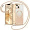 YINLAI Coque pour Magnétique iPhone 13 6.1 Pouces avec Cordon, Compatible avec MagSafe, Coque Paillette iPhone 13, Etui Protection Caméra Antichoc Anti-Rayures, Or Dégradé