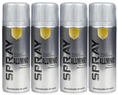 various-Pintura Spray Aluminio Multicolor Profesional 400ml Adecuado Metal Madera y Plástico Pack de 4 unidad