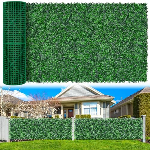 Yangrass Boxwood Roll Panels, 40x120 (33.33 sqft) Artificial Ivy Privacy Fence Screen, UV-Anti Faux Boxwood Roll Grass Wall Panels for Garden Patio Balcony Privacy