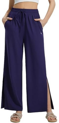 baleaf Pantalones de playa para mujer, protección solar, ligeros y transpirables, bañadores largos, azul intenso, M