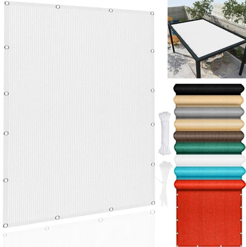 Voile d'ombrage de jardin, 190 x 700 cm, filet de protection UV, léger, durable, réglable, protection solaire, en toile, carport, terrasse, jardin, blanc
