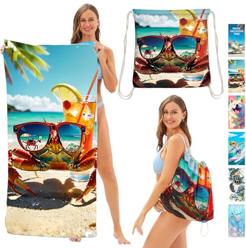 YOUYIKE Strandtuch Mikrofaser Handtuch, 70x140 cm Badetuch mit Tasche, Saugfähig und Schnell Trocknende Strandhandtuch, Leichtes und Dünnes Tragbares, Sandfrei, für Strand, Schwimmen