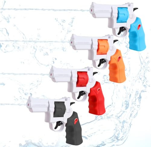 Wasserpistolen für Kinder, 4 Stück Wasser Spritzpistole Kunststoff, Wasserspritzpistole Klein mit Großer Reichweite bis zu 8-10 Meter, Wasserpistole Spielzeug für Sommerpartys im Freien