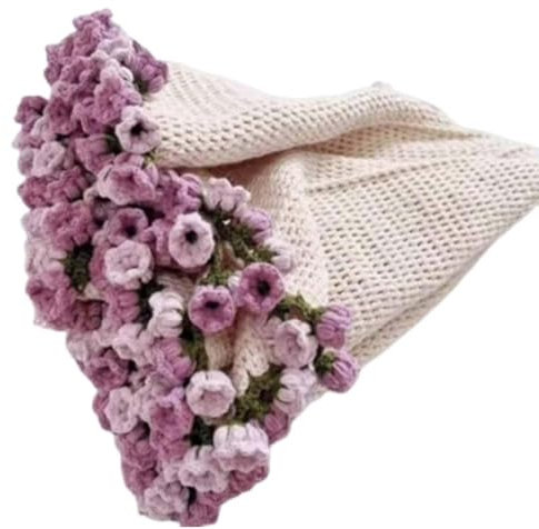 YANGSHINE 1 Bouquet de Fleurs de lys Violettes Fini au Crochet - Couverture Douce et Romantique - Respirant - pour Les Anniversaires de Mariage et la Saint-Valentin