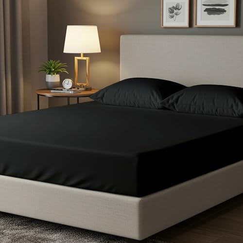 Home Sweet Home UK 30cm Fitted Bed Sheets Super King 200 Thread Count Super Soft Deep Super King Fitted Sheet 100% Cotton Anti Wrinkle BedSheets Breathable & Fade Resistant