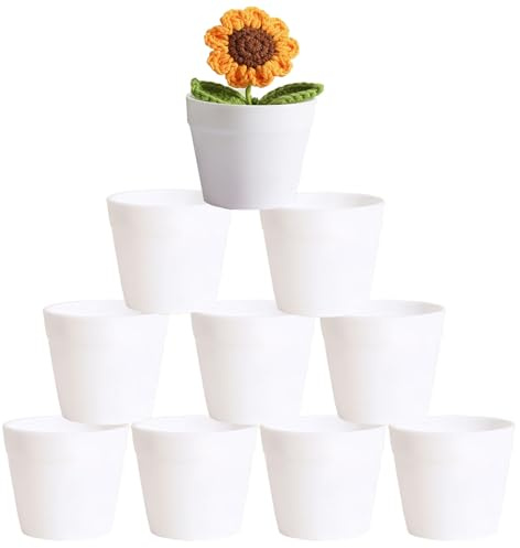 X-YSUNEAS 10 macetas pequeñas blancas anticerámica suculentas, mini macetas de plástico irrompibles para plantas de interior y exterior, plantas suculentas (6 x 7 cm)