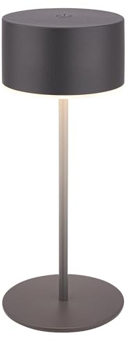 BRILONER - Rechargeable LED Table Lamp IP44 with Touch, Dimmable, Light Edge, LED Light, Battery, Cordless, 8X18 cm, Anthracite