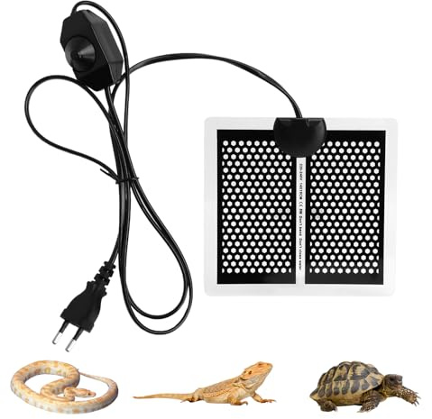 HENGBIRD Heizmatten 15x14cm Reptil Heizmatte Terrarium mit 7 KnöPfen Zur Temperatureinstellung,WäRmematte Terrarium für SchildkröTen, Schlangen, Eidechsen, Spinnen, Reptilien, Kleine SäUgetiere