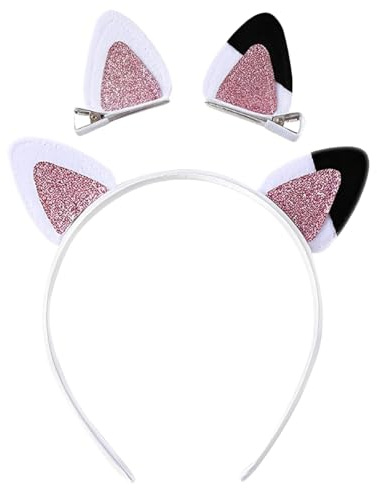 Reccisokz Katzenohren Haarreif et Pince à Cheveux Kinder,Gab_by's Dollhouse Haarschmuck,Serre-Tête Oreille de Chat, Décoration de Carnaval Halloween Cadeau Fête Party Cosplay