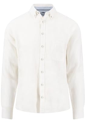 FYNCH-HATTON Hemd aus Leinen mit Button-Down-Kragen und Brusttasche White/M