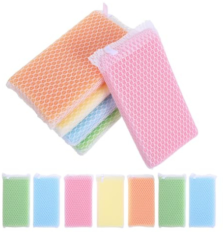 MAGICLULU 30 Stück Waschbare Küchenschwämme mit Netzgewebe Nylonverstärkte Spülschwämme ohne Kratzer für Gründliche Reinigung Beim Abwaschen und Kochtopf Schrubben Zufällige Farbe
