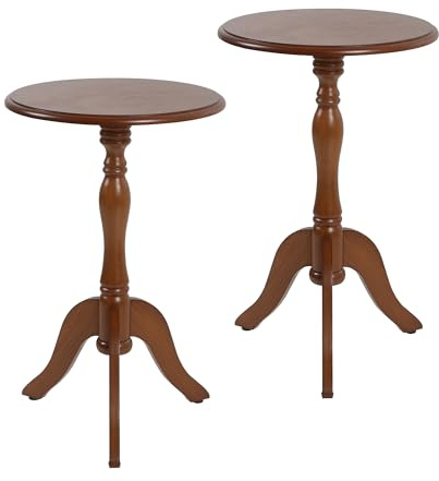 MROJISC Beistelltisch, Couchtisch Rund Wohnzimmertisch Sofatisch Nachttisch, Tisch für Wohnzimmer, Schlafzimmer (Holzfarbe*2)