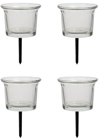 Teelicht Glasteelicht auf Metallstift Steckteelicht klar Ø 6 x 10 cm 4er Set