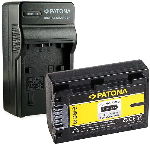PATONA 3en1 Chargeur + NP-FH50 Batterie Rechange pour Sony NP-FH30 NP-FH40 NP-FH60 NP-FH70 NP-FH100 NP-FP30 NP-FP50 NP-FP51 NP-FP60 NP-FP61 NP-FP70 NP-FP71 FP90 NP-FP91 Battery