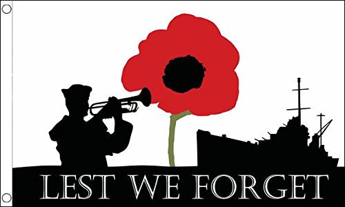 Lest we Forget (Navy) Flag 5ft x 3ft