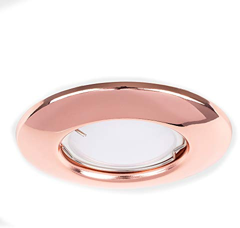 MiniSun | Modern Copper Finish Recessed Ceiling Downlight Fitting | Recessed Lighting, Home Décor & Improvement Essential | Includes Bulb [Cool White] | Mains Wired
