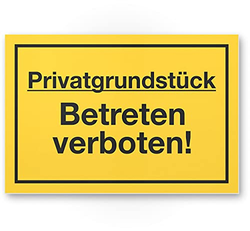 Terrain betreten Privée interdit enseigne (Jaune, 30 x 20 CM), panneau pour terrain, Interdiction – Entrer dans interdit d'entrer dans Avertissement widerrechtlich, dissuasion, prévention