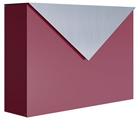 Briefkasten, Design Wandbriefkasten Letter Rot/Edelstahl - Bravios