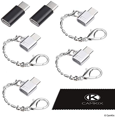 Micro USB to USB C Adapter (4x Compact with Key Chain + 2x Normal) - Allows Charging and Data Transfer for your USB C Device - Simply Connect your Micro USB Charging/Data Cable to the USB C Adapter