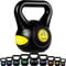 MOVIT Kettlebell STYLISH BLACK, Kugelhantel mit Bodenschonender Kunststoffhülle, 2 bis 20 kg, Schadstoffgeprüft, 4 kg Gelb