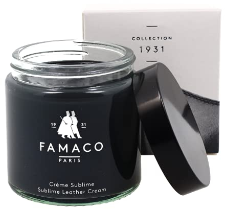 Famaco - Crème Sublime 100 ml - GRIS ANTHRACITE - Cire d'Abeille, Cire de Carnauba & Huile d'Argan - Recolore et Hydrate le Cuir - Redonne de la Brillance