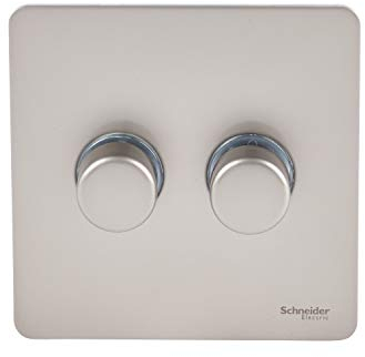 Schneider Electric GU6422CPN Ultimate Screwless Flat Plate (USFP), Removable Front Plate for Ease and Efficient Decorating, Wiring Devices, Pearl Nickel, 2 Gangs