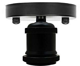 LEDSone Single Head Fully Earth Ceiling Light Retro Flush Mount E27 Lamp Ceramic Holder Sconce Chandeliers (Black)