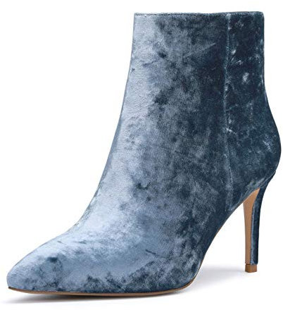 Castamere Polacchine Donna Stivali Cerniera Tacco a Spillo 8CM Blu Velluto Scarpe EU 37.5