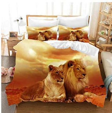 Der König der Löwen 3D Bettwäsche Set Bettbezüge Kissenbezüge Lion Simba Kinder Zimmer Dekor Tröster Bettwäsche-Sets Bettwäsche Bettwäsche (4,135x200cm)