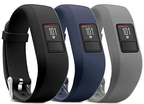 iBREK Ersatz-Armbänder für Garmin Vivofit 3/jr/jr 2 Armbänder, verstellbar, mit Schnalle, für Kinder, Damen, Herren (ohne Tracker), 3er-Pack: Schwarz / Marineblau / Grau, Small (4.7-6.2 in)