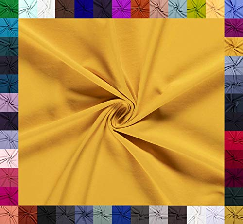 0,5m Baumwoll-Jersey uni 8% Elasthan Baumwollstoff elastisch Meterware Jersey-Stoff Oeko-Tex Kl 1, Farbe:gelb