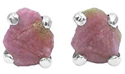 Starborn Roh Rubin Edelstein Ohrstecker 925 Sterling Silber (Rubin)