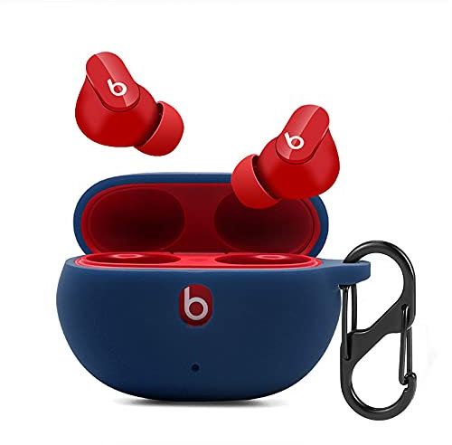 LiZHi Silicone Case Cover for 2021 New Beats Studio Buds, Anti-Lost Shockproof Protective Case Cover for Beats Studio Bud with Keychain Easy Carrying Replacement Case with Carabiner (Navy Blue)