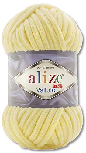 Wohnkult 100 g Alize Velluto Wolle in 30 Auswahl (13 | Hellgelb)