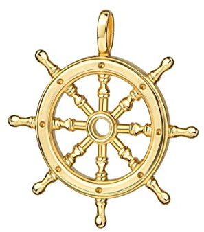 JEVELION Vergoldeter Steuerrad-Anhänger Maritim 925 Silber vergoldet Schiffsruder für Damen und Herren