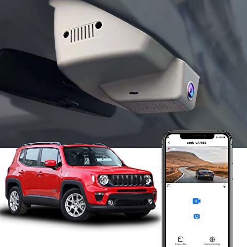 FITCAMX Dash Cam Compatibile con Jeep Renegade 2015-2023(6100 Nero), 4K OEM Style Car Recorder, UHD 2160P Video WiFi, rilevamento collisione, registrazione in loop, facile da installare, scheda 64GB